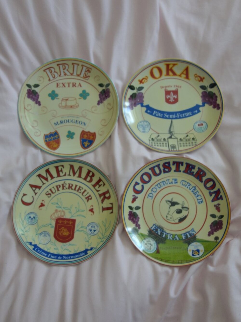 Oka Brie Camembert Cousteron Cheese Plates 8” Set 4